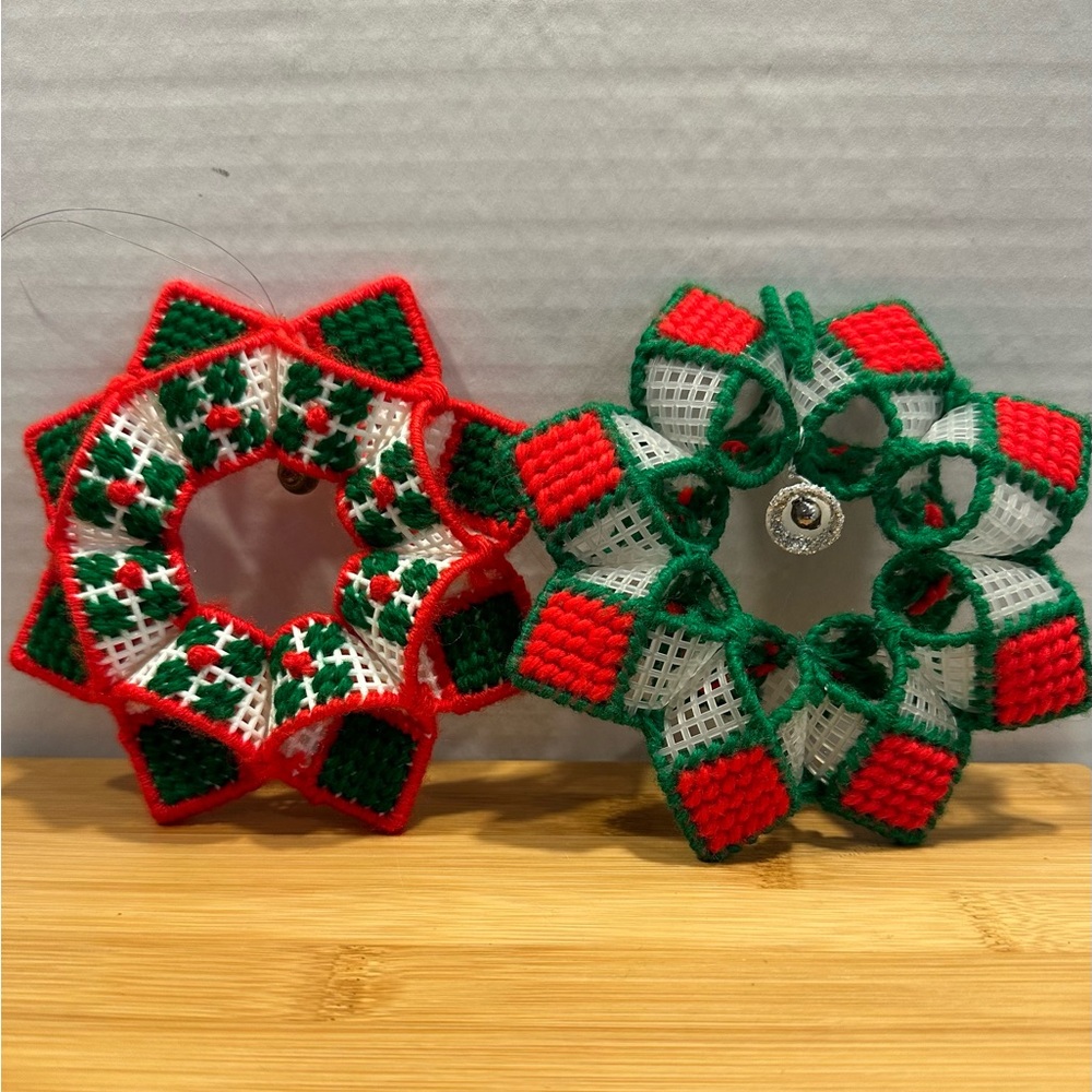 Vintage Christmas Ornaments Handmade. Retro Christmas Decor! Kitschy Red / Green